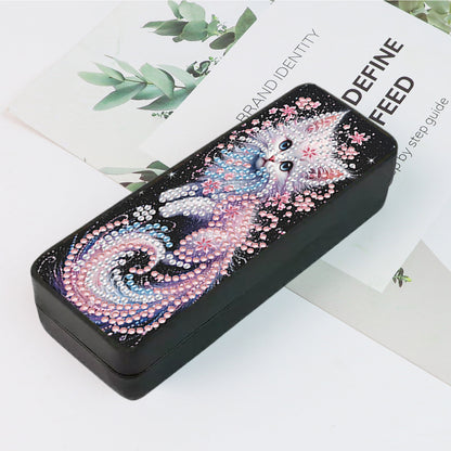 PU 5D Diamond Painting Sunglasses Storage Box Art Crafts Glasses Case (Cat)