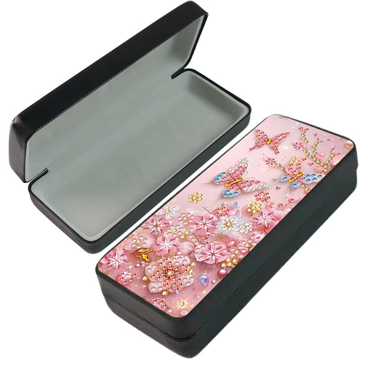 PU 5D Diamond Painting Sunglasses Storage Box Art Craft Glasses Case (Butterfly)