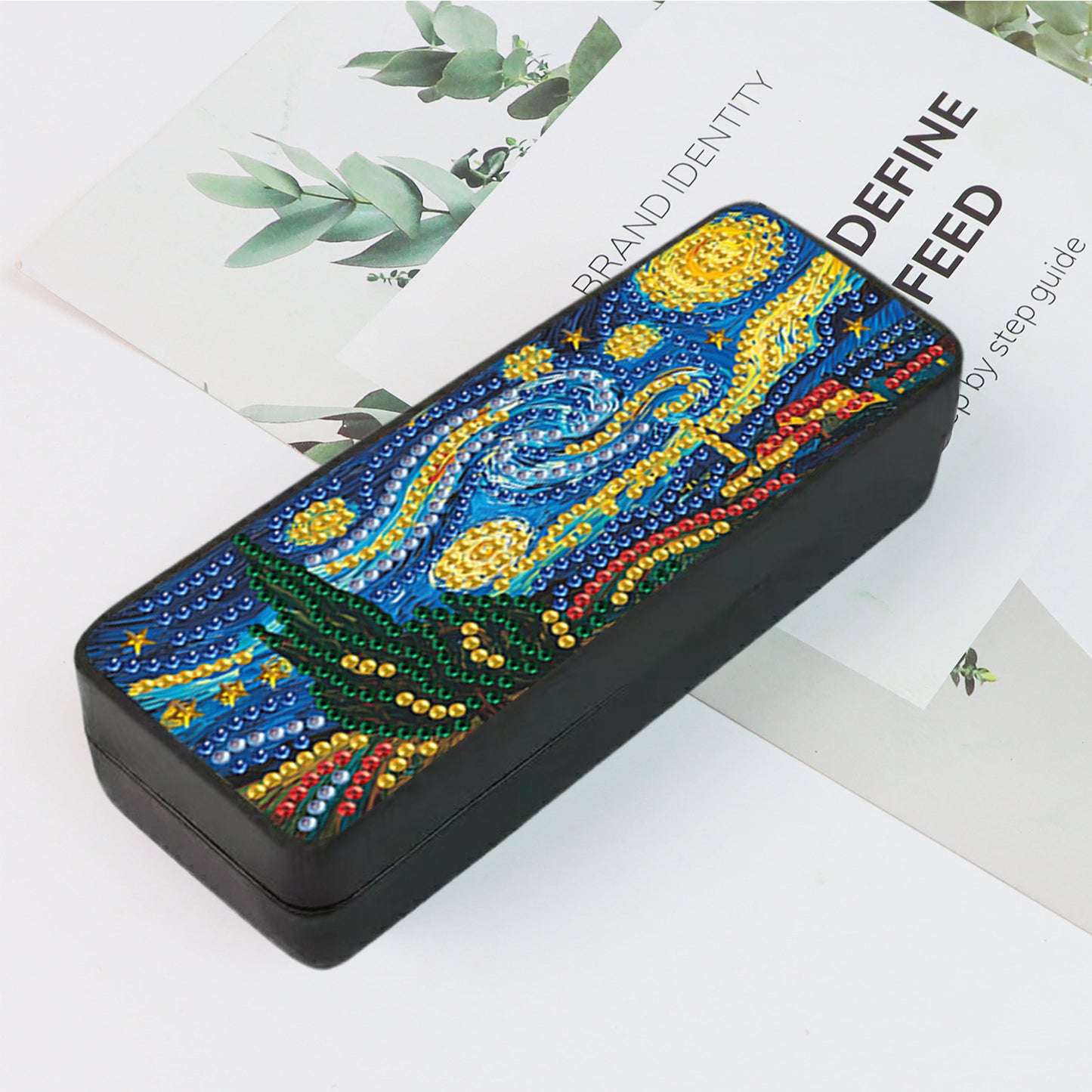 PU Handmade Sunglasses Storage Box Art Crafts for Glasses Storage (Starry Night)