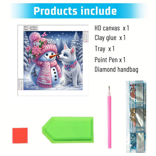 Snowman In The Snow - Special Shaped Drill Diamond Painting 30*30CM