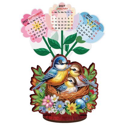 2026 Calendar DIY Diamond Painting Kit Bird Wooden Diamond Painting Calendar