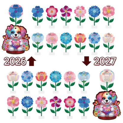 2026 Calendar DIY Diamond Painting Kit Dog Wooden Diamond Painting Calendar