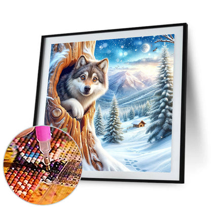 Wolf In The Snow - Full Round Drill Diamond Painting 40*40CM