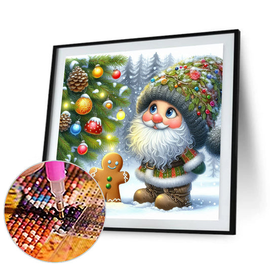 Gnome And Christmas Tree - Full Round Drill Diamond Painting 40*40CM