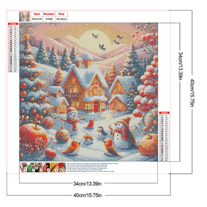 Snow Town Scene - Full Round Drill Diamond Painting 40*40CM