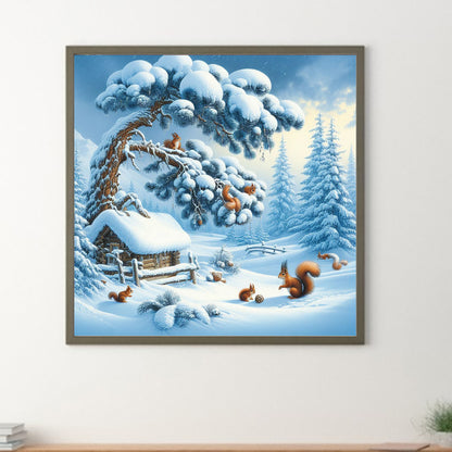 Snow Scene - Full Round Drill Diamond Painting 40*40CM