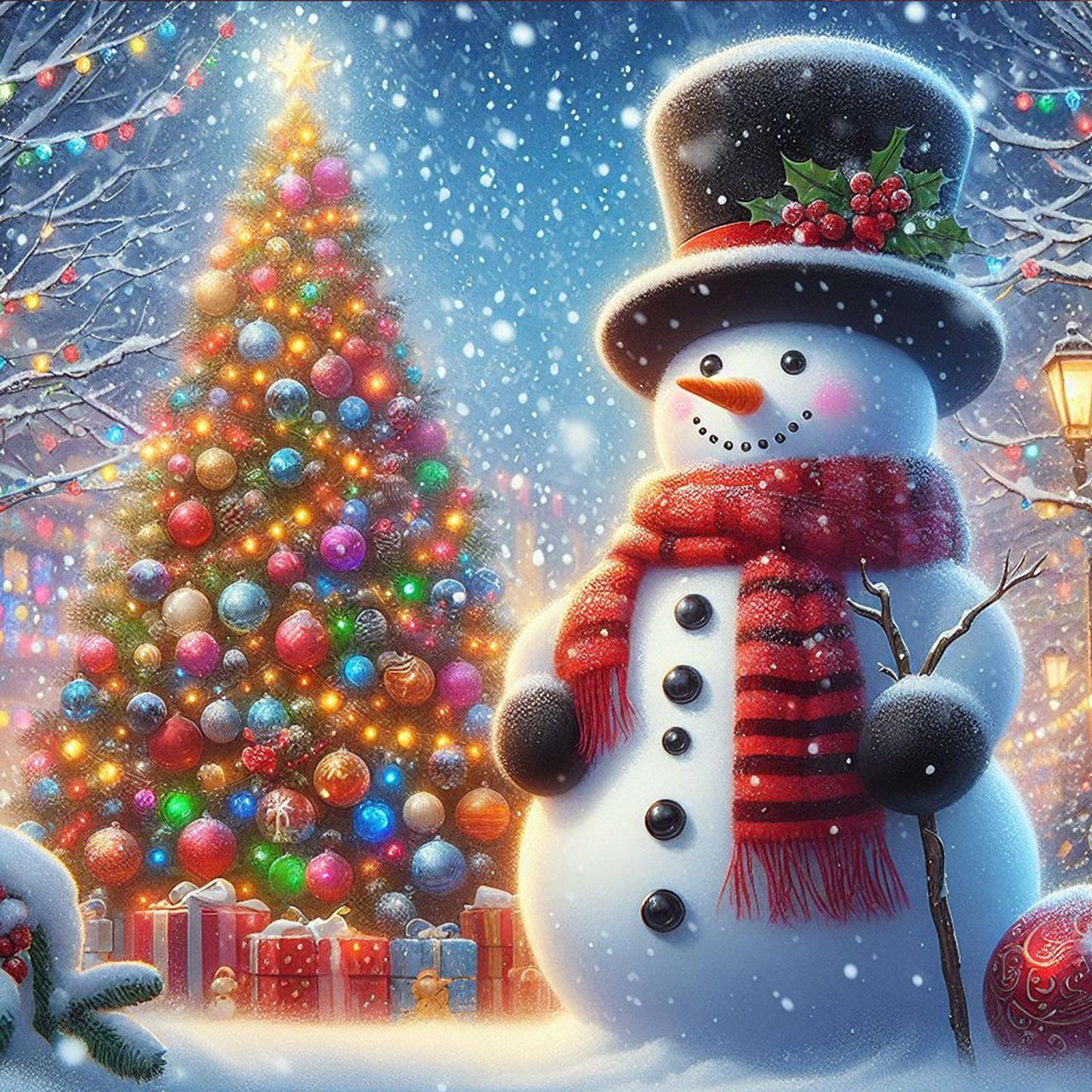 Snowman Christmas Tree - Full Round Drill Diamond Painting 40*40CM