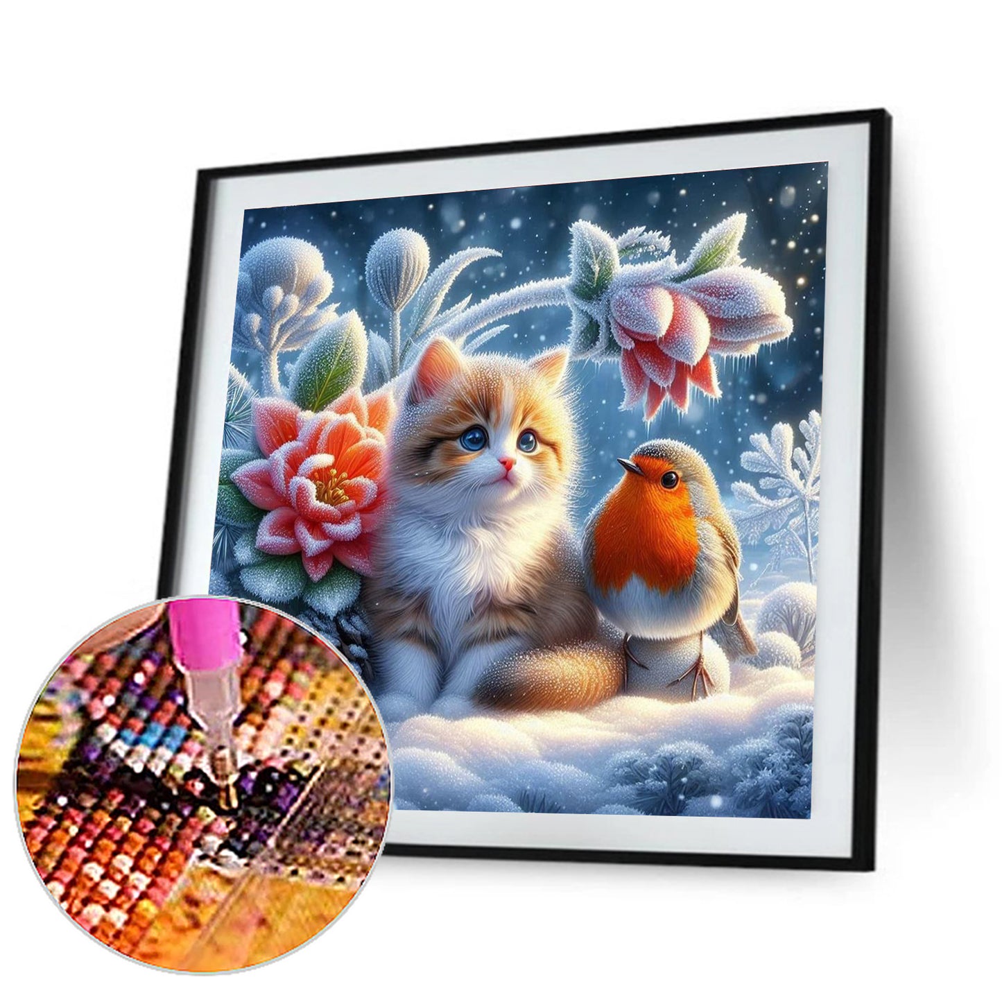 Cat In Winter - Full Round Drill Diamond Painting 40*40CM