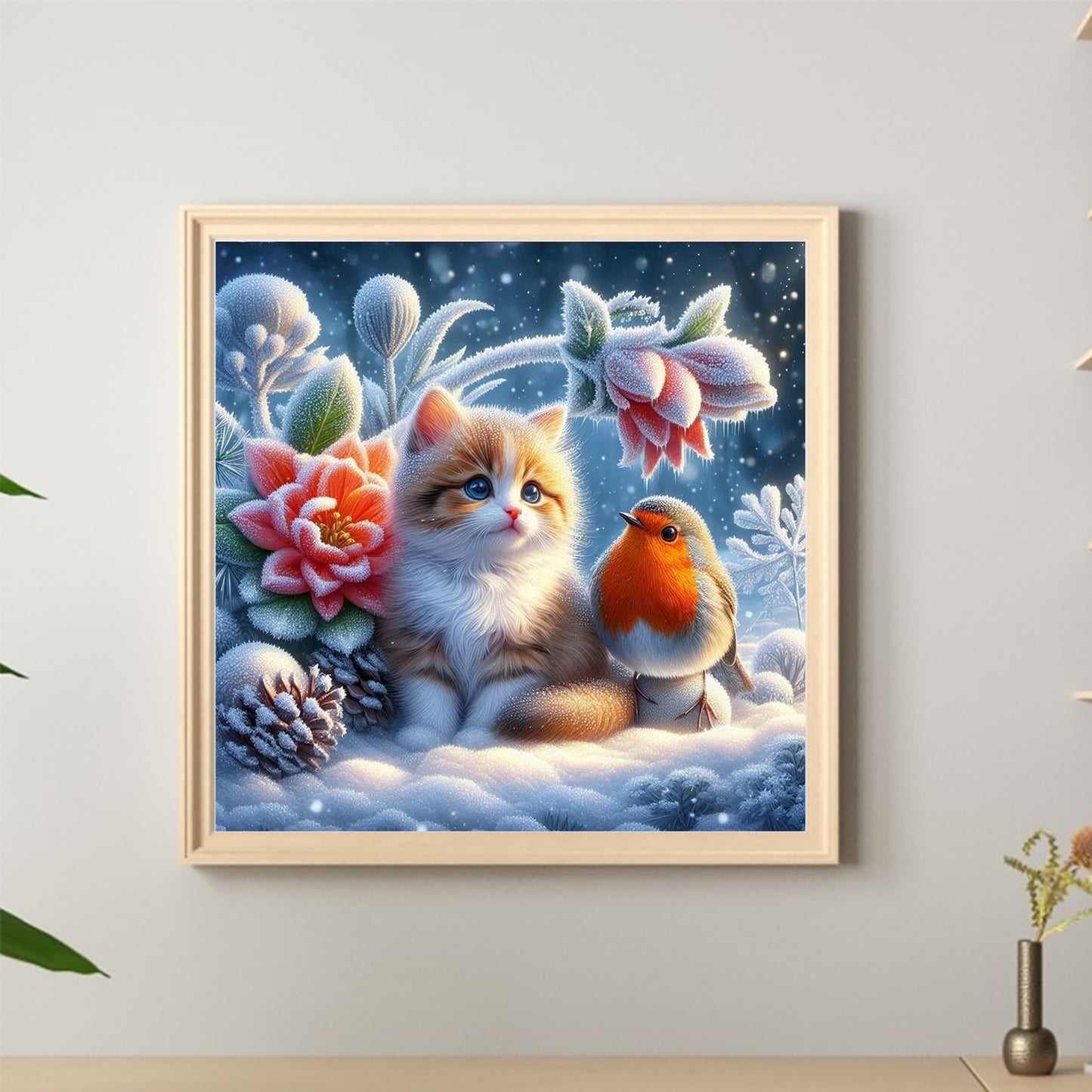 Cat In Winter - Full Round Drill Diamond Painting 40*40CM