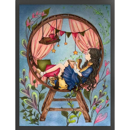 Forest Girl Diary - 11CT Stamped Cross Stitch 58*74CM (Egyptian cotton)(Xiaobai)