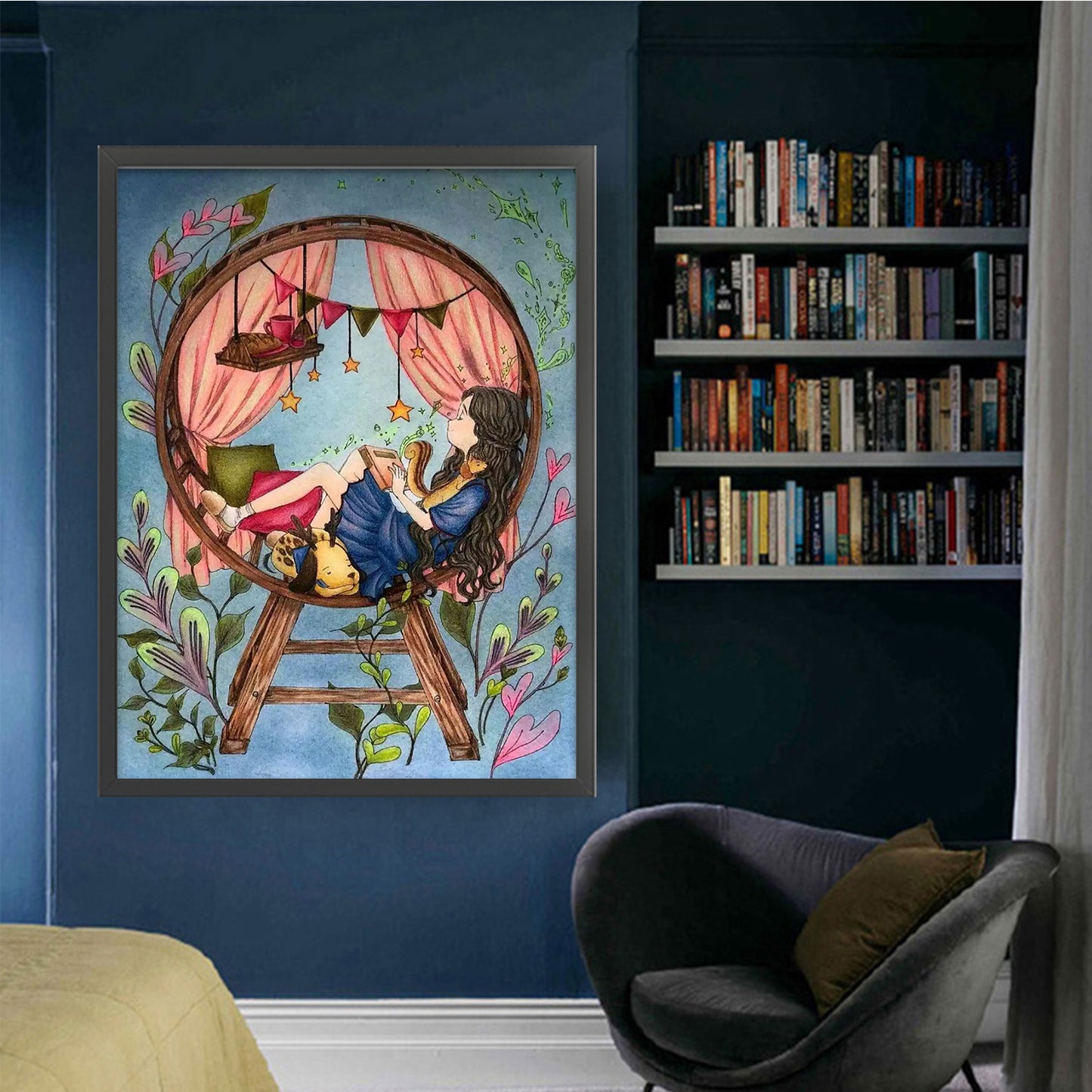 Forest Girl Diary - 11CT Stamped Cross Stitch 58*74CM (Egyptian cotton)(Xiaobai)