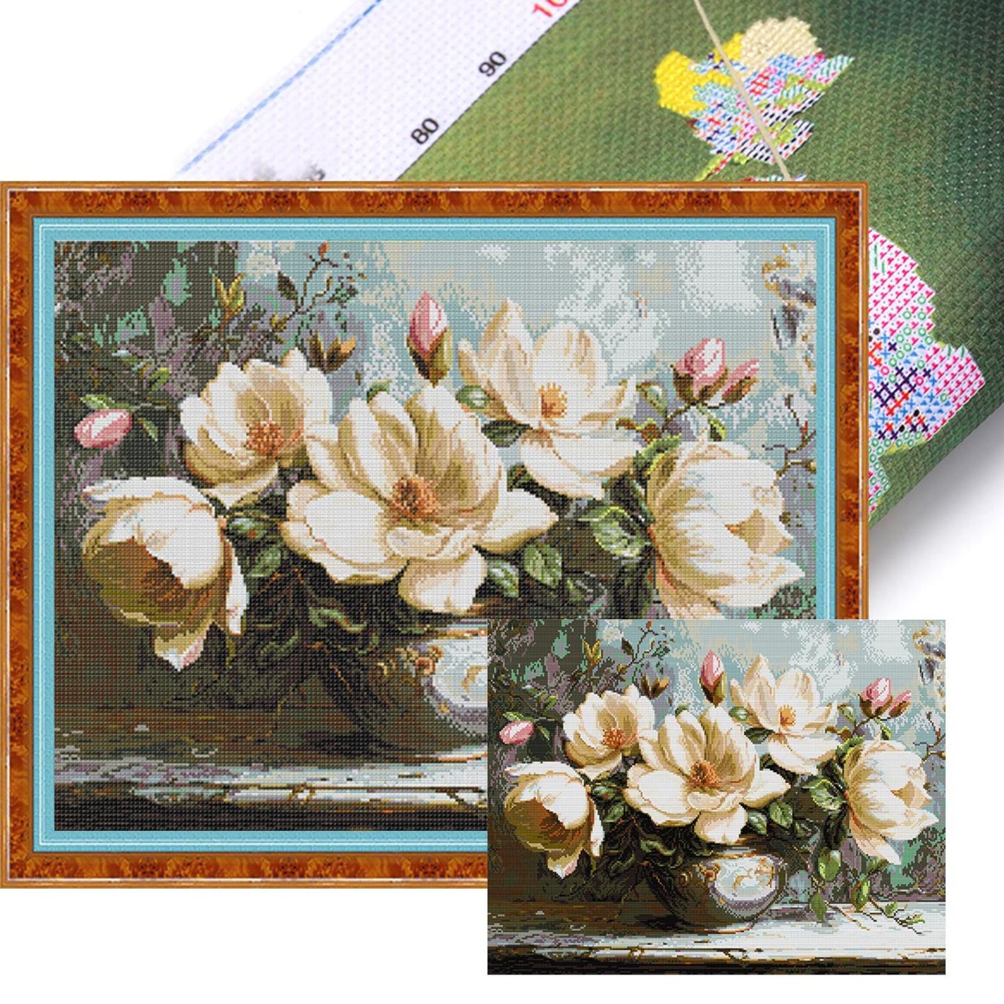 Mysterious Magnolia - 14CT Stamped Cross Stitch 56*44CM(Joy Sunday)