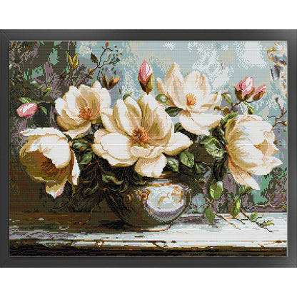 Mysterious Magnolia - 14CT Stamped Cross Stitch 56*44CM(Joy Sunday)