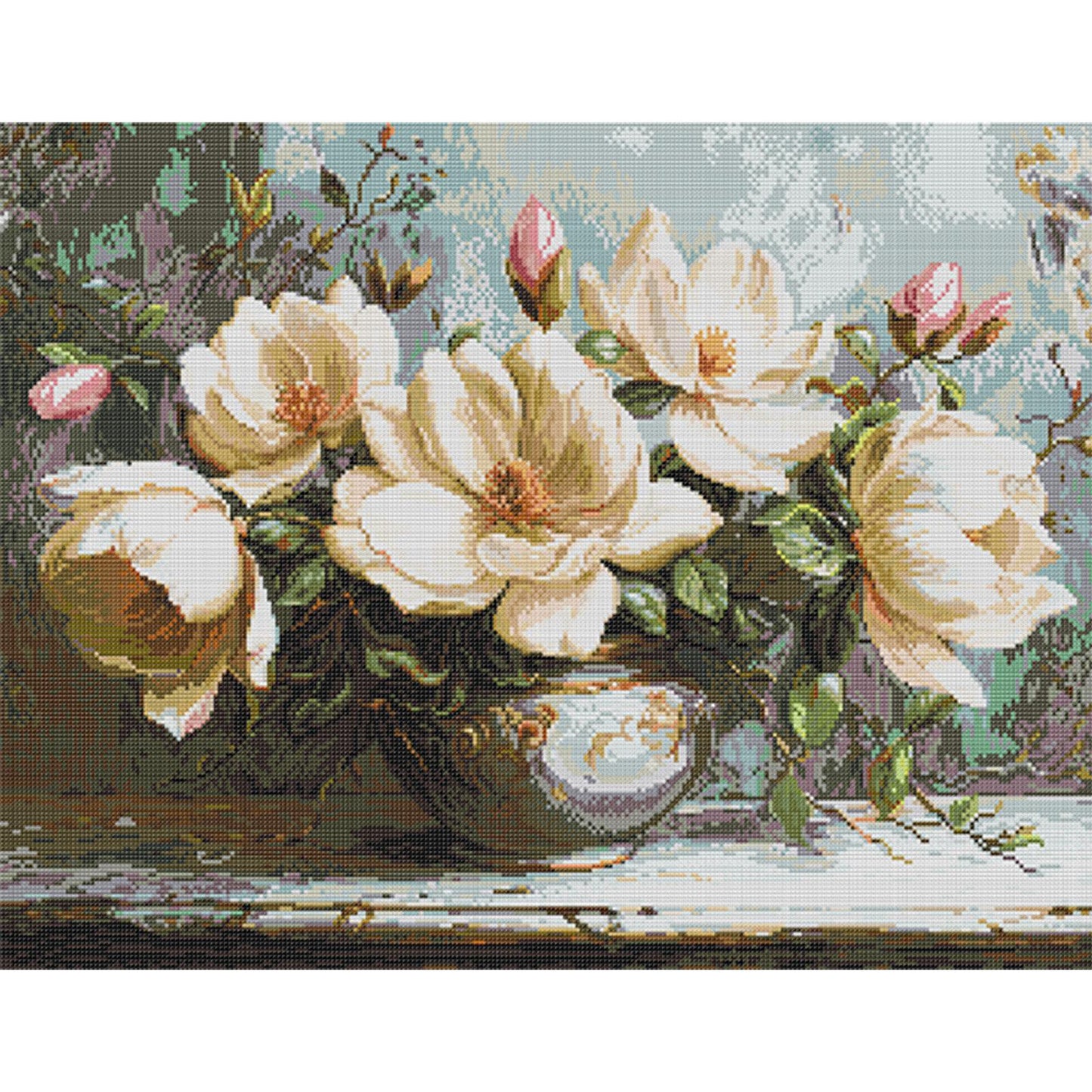 Mysterious Magnolia - 14CT Stamped Cross Stitch 56*44CM(Joy Sunday)
