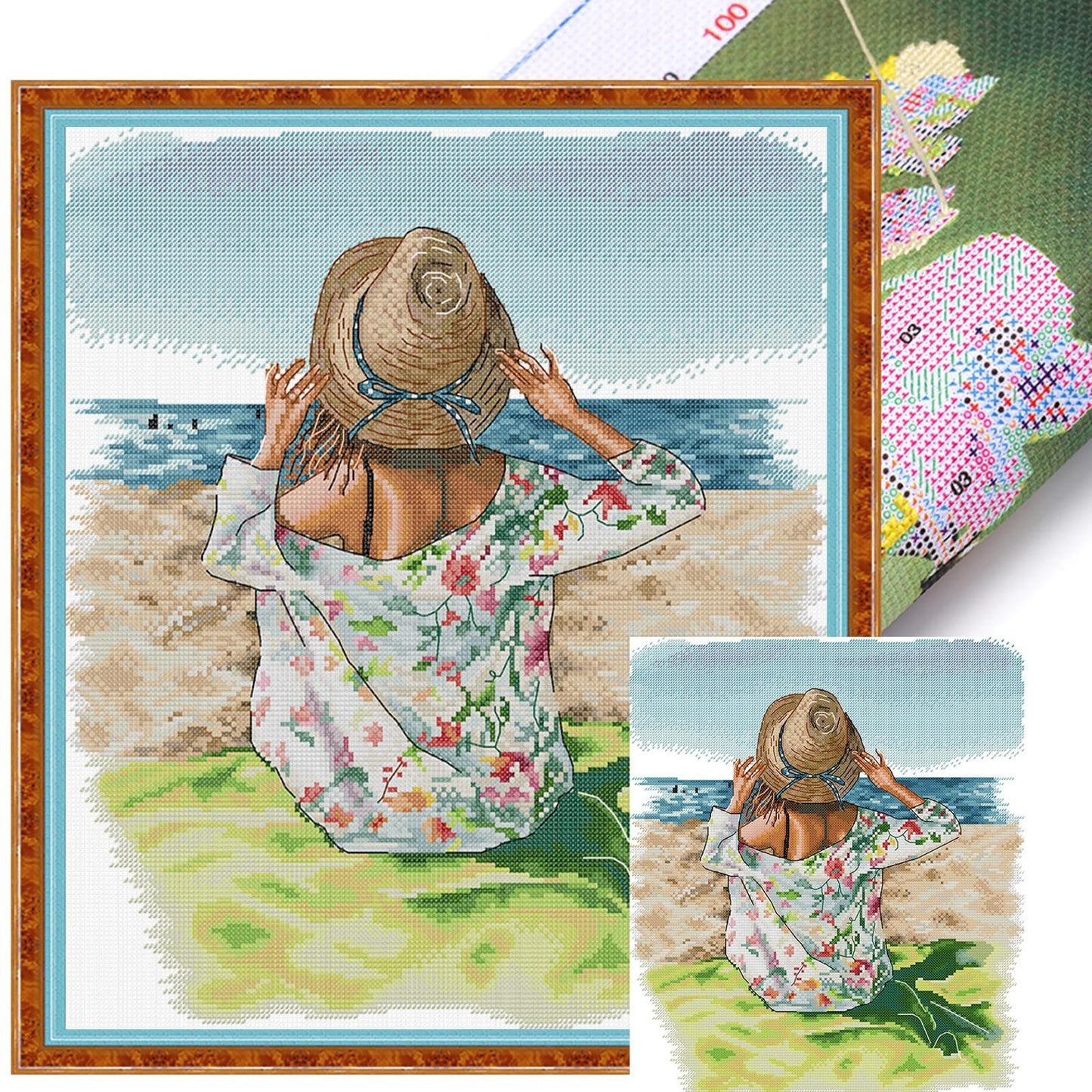 Seaside - 14CT Stamped Cross Stitch 36*40CM(Joy Sunday)