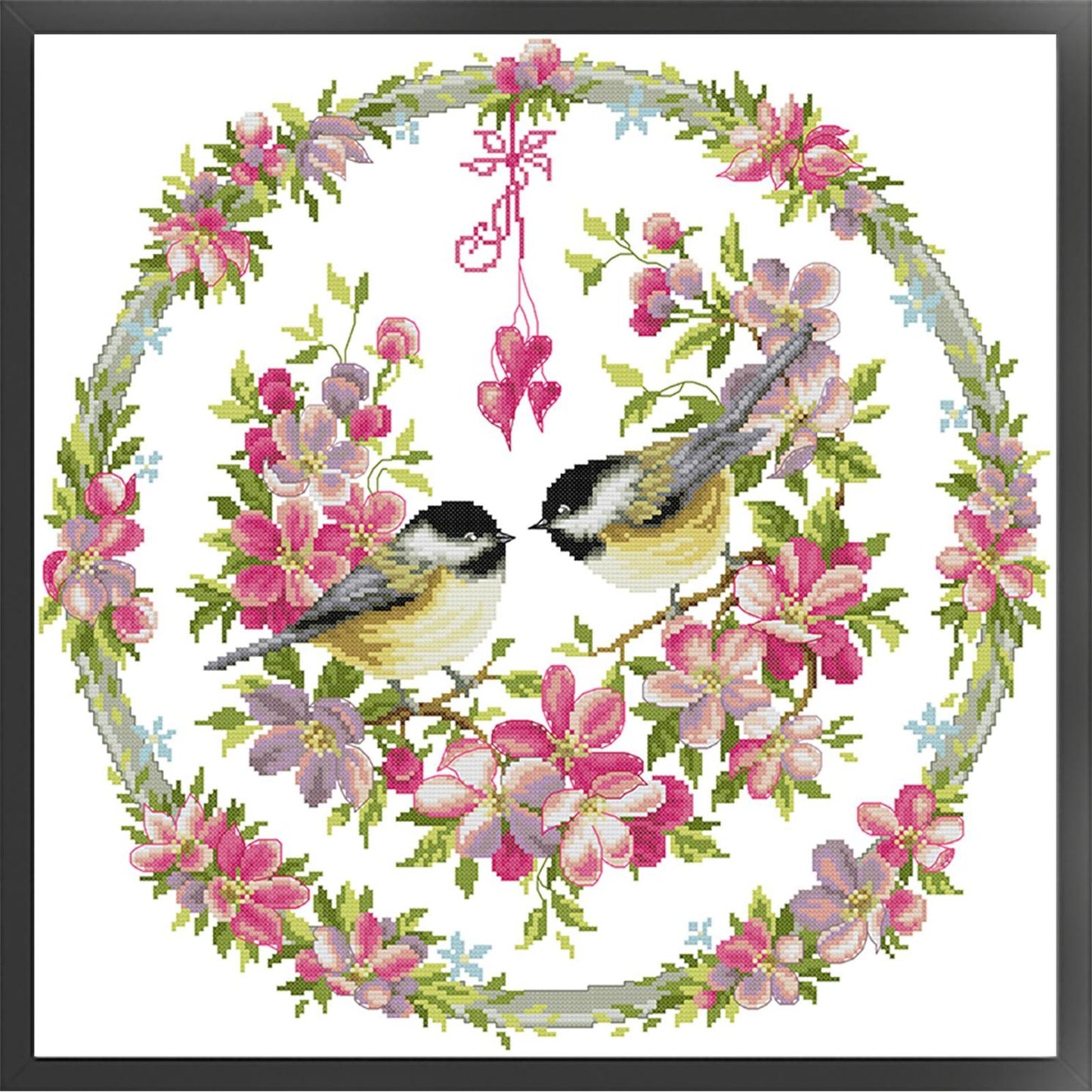 Bird And Flower Wreath Frame - 14CT Stamped Cross Stitch 48*48CM(Joy Sunday)
