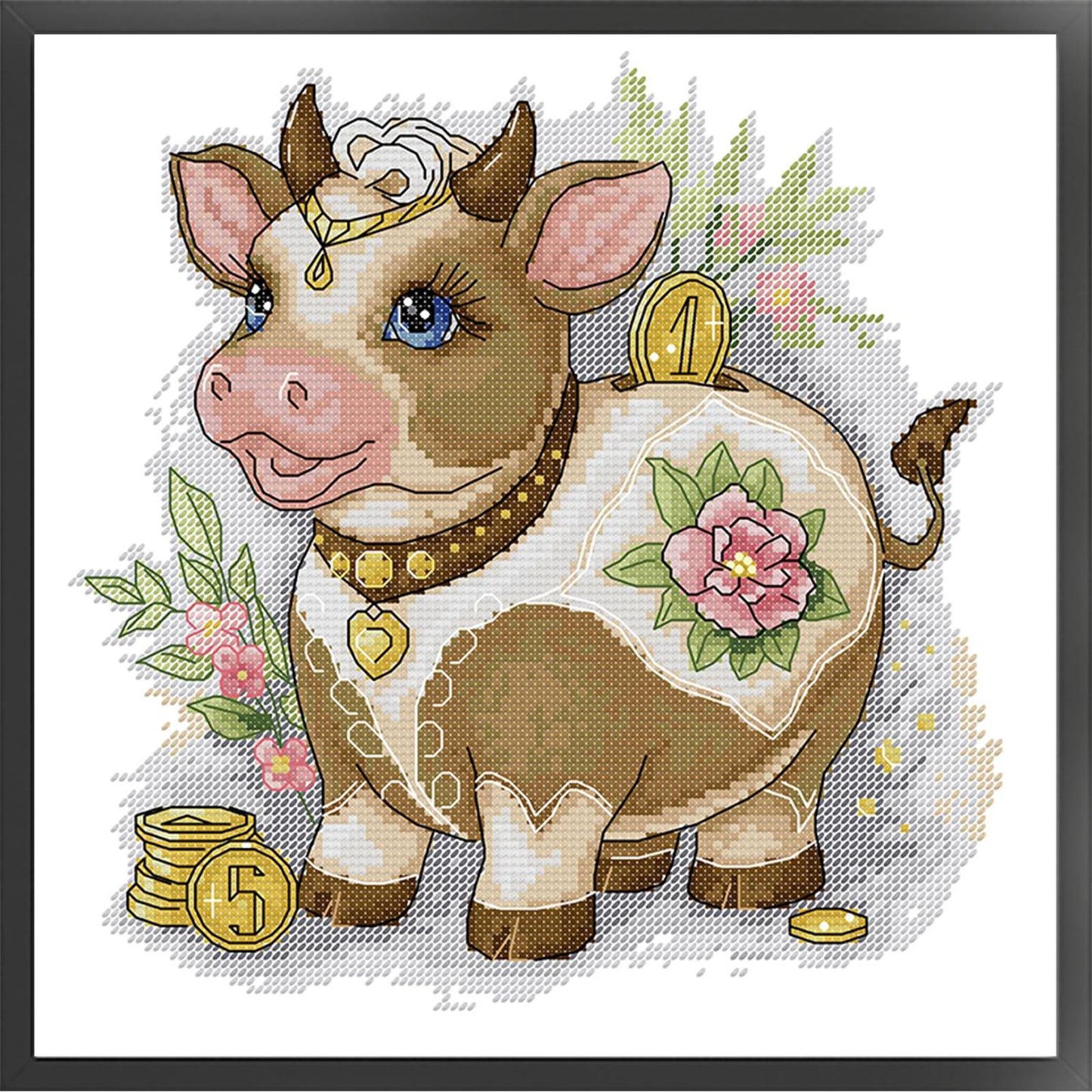 Lucky Ox - 14CT Stamped Cross Stitch 29*29CM(Joy Sunday)