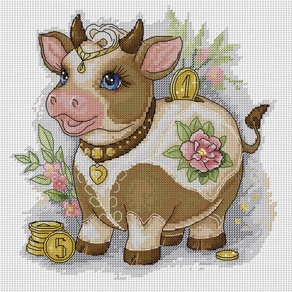 Lucky Ox - 14CT Stamped Cross Stitch 29*29CM(Joy Sunday)