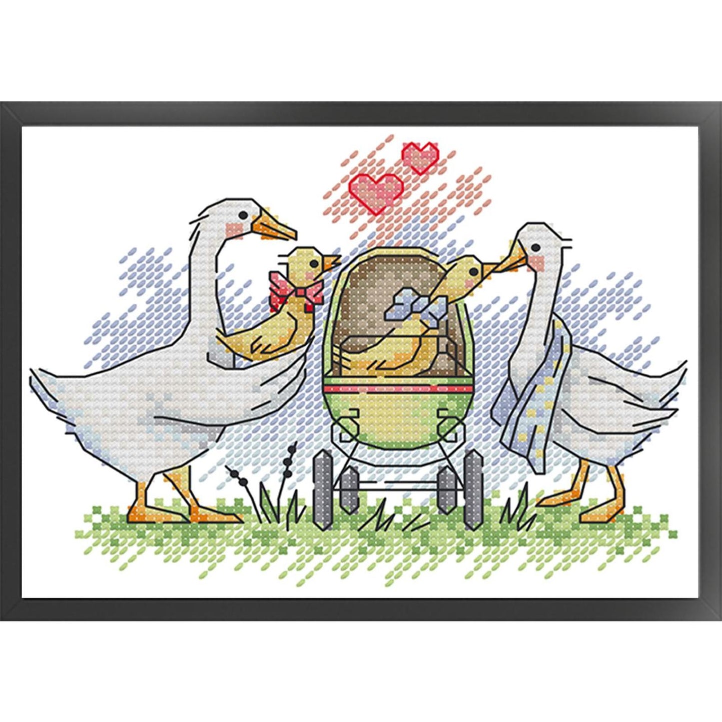 A Family Of White Geese - 14CT Stamped Cross Stitch 19*15CM(Joy Sunday)