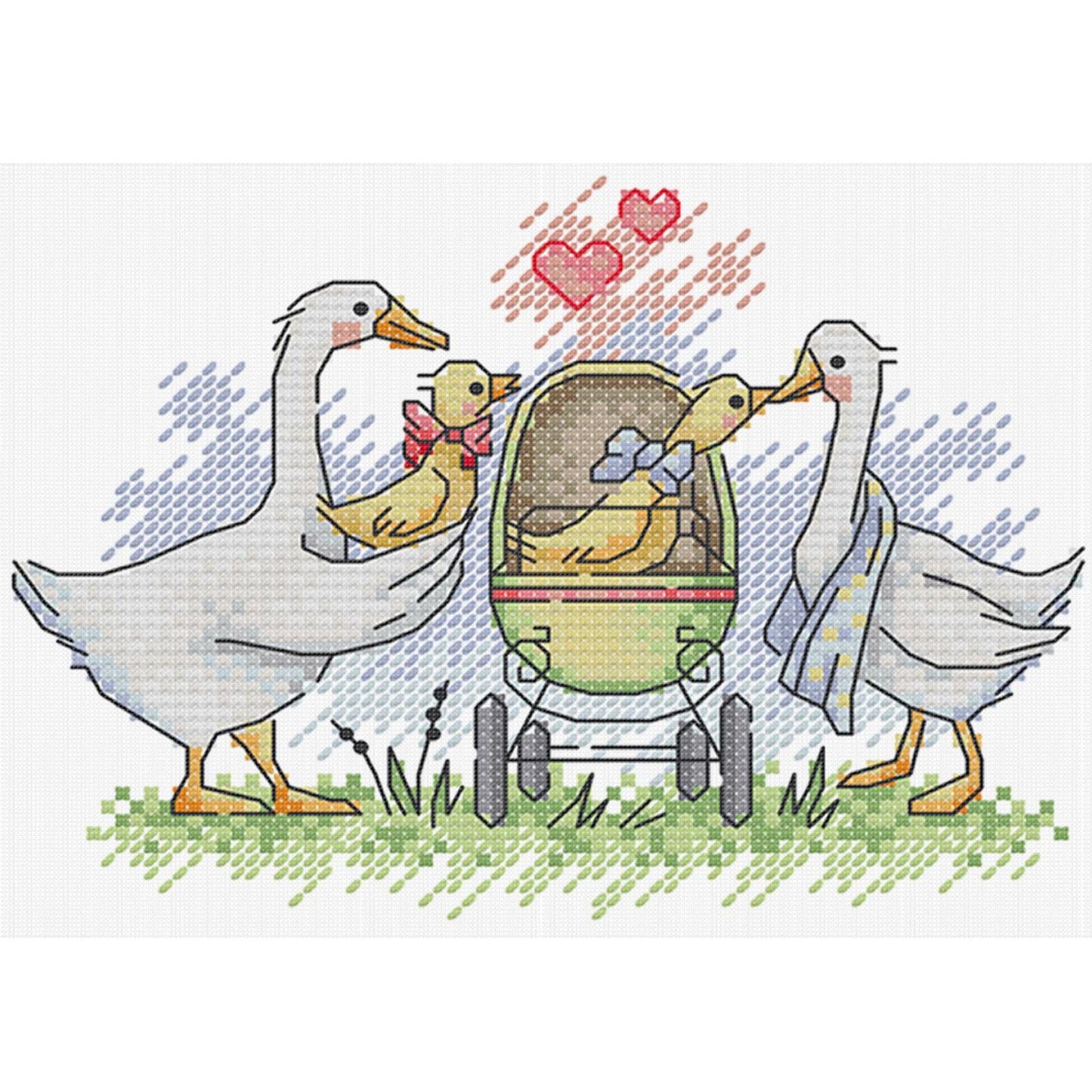 A Family Of White Geese - 14CT Stamped Cross Stitch 19*15CM(Joy Sunday)