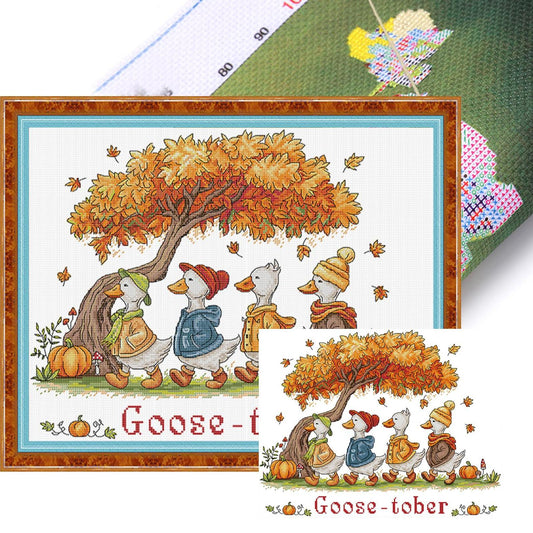 Autumn Geese - 14CT Stamped Cross Stitch 46*37CM(Joy Sunday)