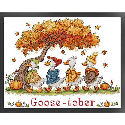 Autumn Geese - 14CT Stamped Cross Stitch 46*37CM(Joy Sunday)