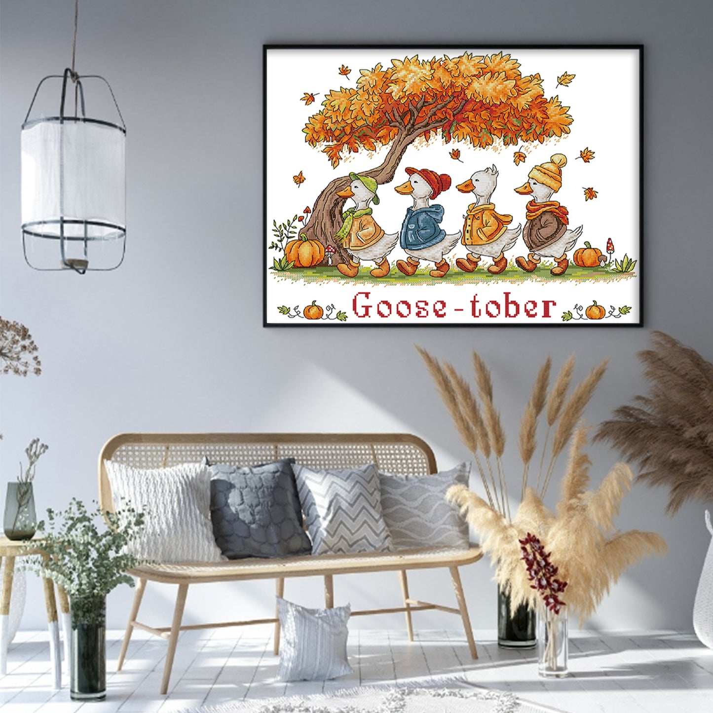 Autumn Geese - 14CT Stamped Cross Stitch 46*37CM(Joy Sunday)