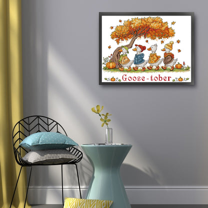 Autumn Geese - 14CT Stamped Cross Stitch 46*37CM(Joy Sunday)