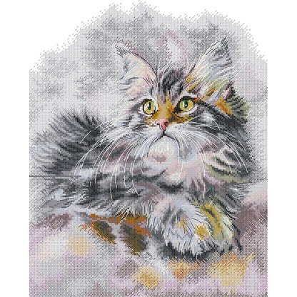 Furry Oil Painting Cat - 14CT Stamped Cross Stitch 35*43CM(Joy Sunday)