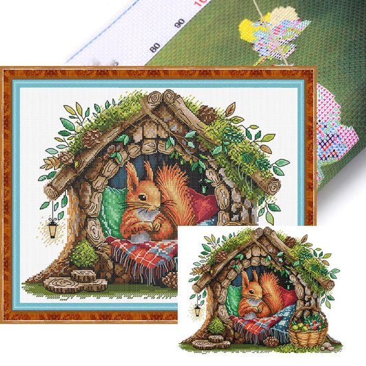 Squirrel'S Home - 14CT Stamped Cross Stitch 35*29CM(Joy Sunday)