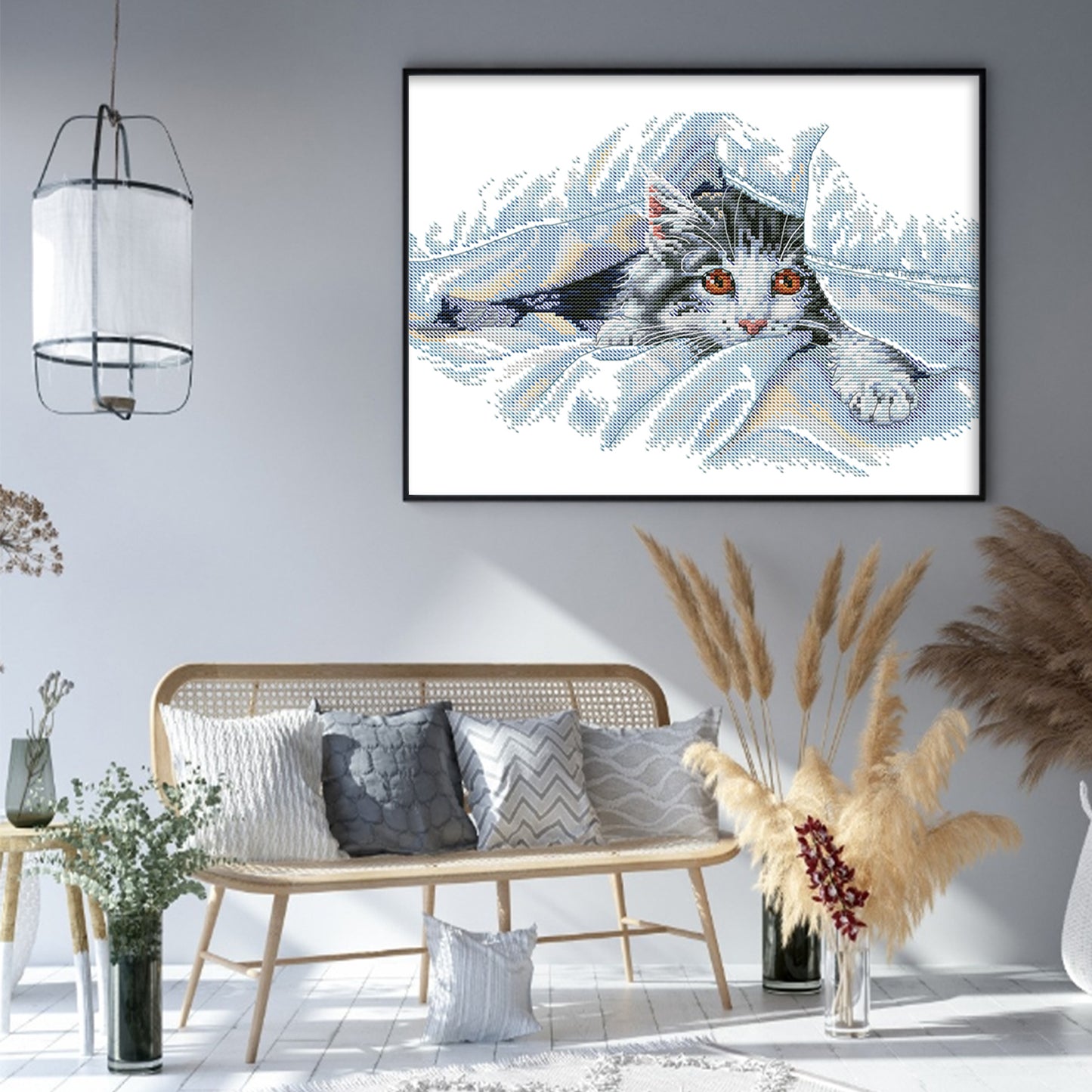 A Peek Through The Frame - 14CT Stamped Cross Stitch 34*28CM(Joy Sunday)