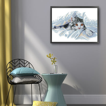 A Peek Through The Frame - 14CT Stamped Cross Stitch 34*28CM(Joy Sunday)