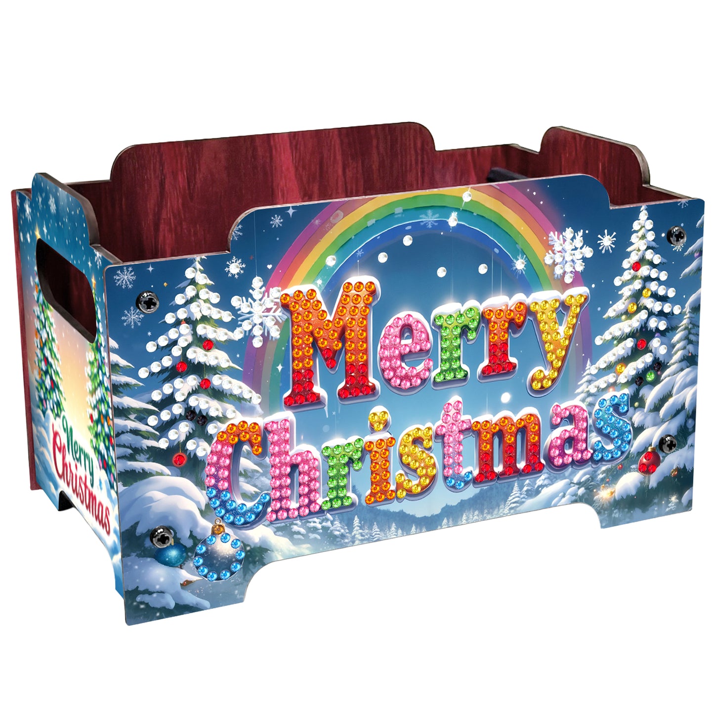 5D DIY Diamond Painting Decorative Storage Box Wood Storage Clutch (Christmas)