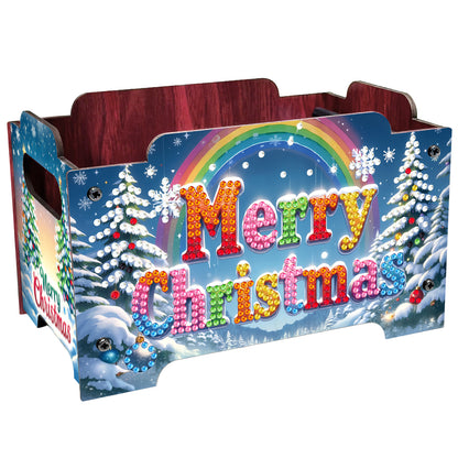 5D DIY Diamond Painting Decorative Storage Box Wood Storage Clutch (Christmas)