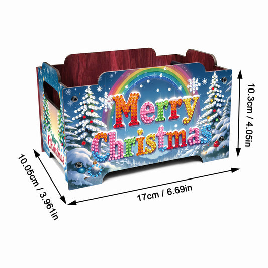 5D DIY Diamond Painting Decorative Storage Box Wood Storage Clutch (Christmas)