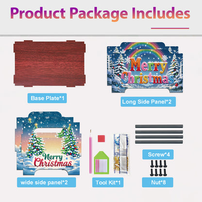 5D DIY Diamond Painting Decorative Storage Box Wood Storage Clutch (Christmas)