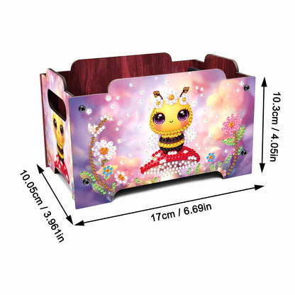 5D DIY Diamond Painting Art Decorative Storage Box Wood Storage Clutch (Bee)