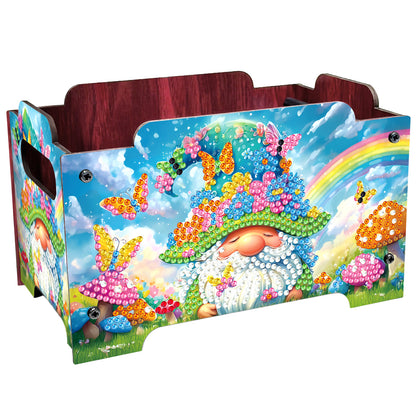 5D DIY Diamond Painting Art Decorative Storage Box Wood Storage Clutch (Gnome)
