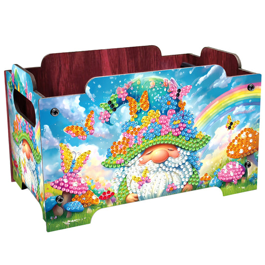 5D DIY Diamond Painting Art Decorative Storage Box Wood Storage Clutch (Gnome)