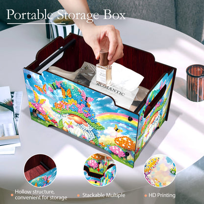 5D DIY Diamond Painting Art Decorative Storage Box Wood Storage Clutch (Gnome)