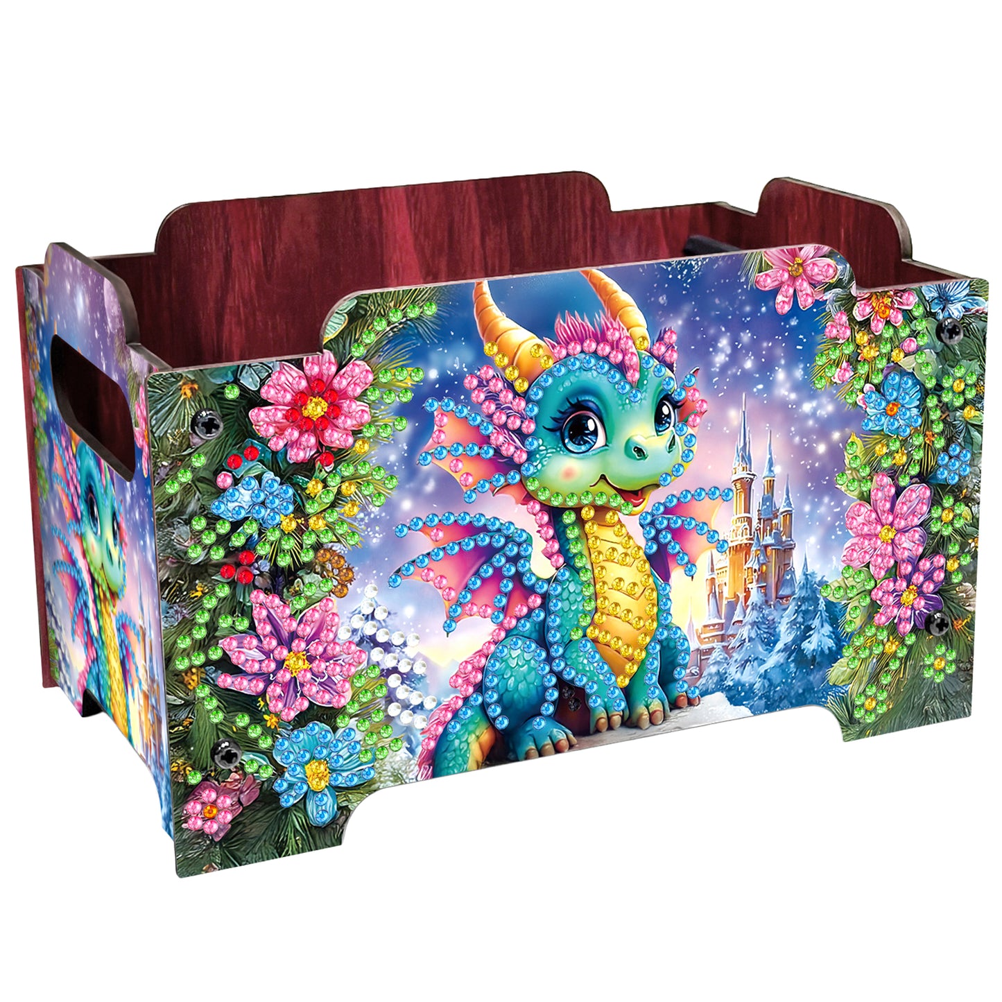 5D DIY Diamond Painting Decorative Storage Box Wood Storage Clutch (Pterosaur)