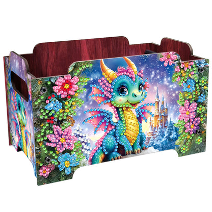 5D DIY Diamond Painting Decorative Storage Box Wood Storage Clutch (Pterosaur)