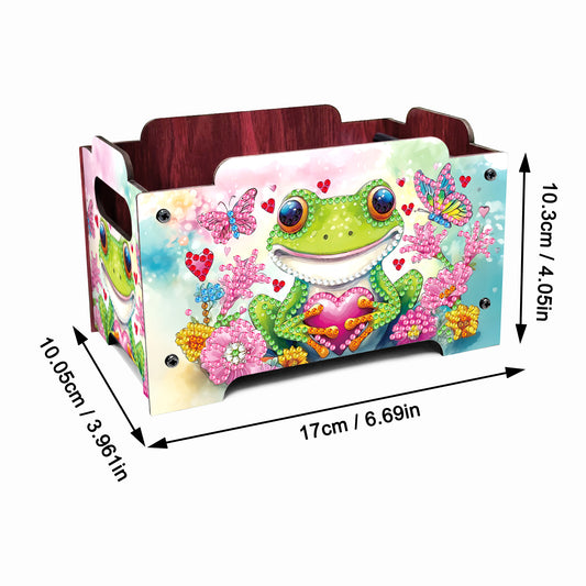 5D DIY Diamond Painting Art Decorative Storage Box Wood Storage Clutch (Frog)