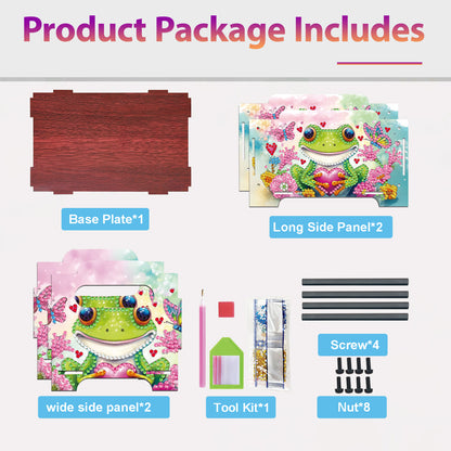 5D DIY Diamond Painting Art Decorative Storage Box Wood Storage Clutch (Frog)