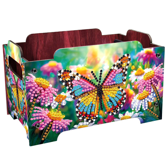 5D DIY Diamond Painting Decorative Storage Box Wood Storage Clutch (Butterfly)