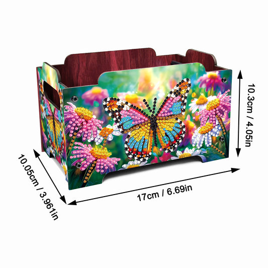 5D DIY Diamond Painting Decorative Storage Box Wood Storage Clutch (Butterfly)
