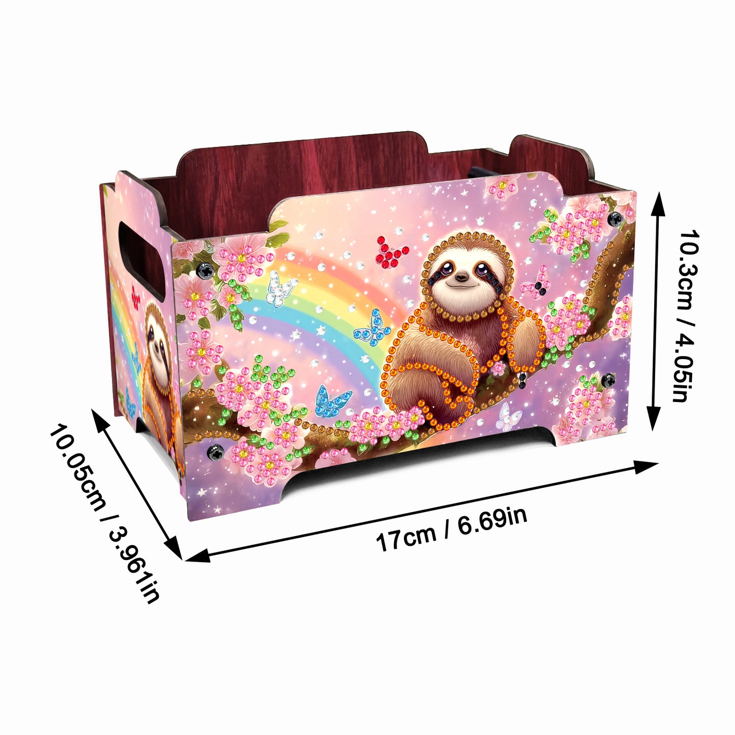 5D DIY Diamond Painting Art Decorative Storage Box Wood Storage Clutch (Sloth)