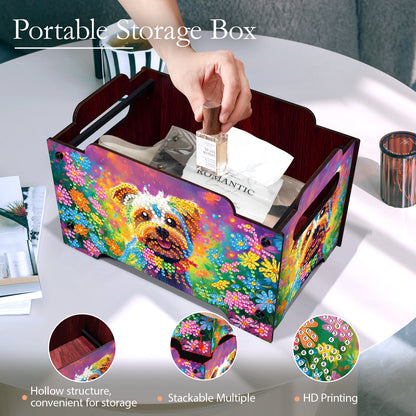 5D DIY Diamond Painting Art Decorative Storage Box Wood Storage Clutch (Dog)