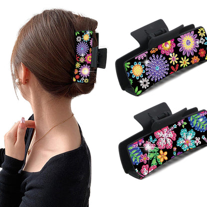 2Pcs Flowers DIY Diamond Hair Claw Clips Making Kit for Women Ladies   Girls