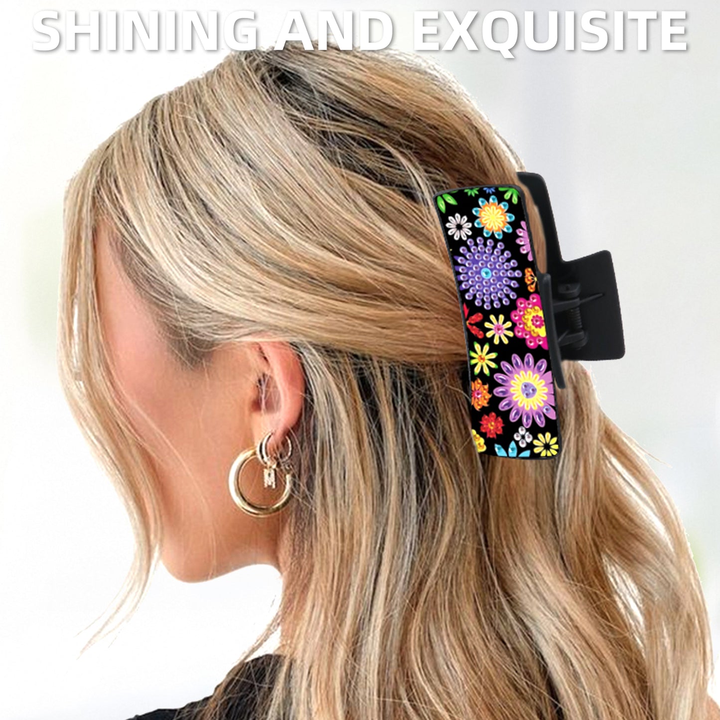 2Pcs Flowers DIY Diamond Hair Claw Clips Making Kit for Women Ladies   Girls